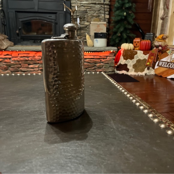 Rare Vintage Hammered Metal Cork Top Flask Made In Germany - Picture 7 of 7